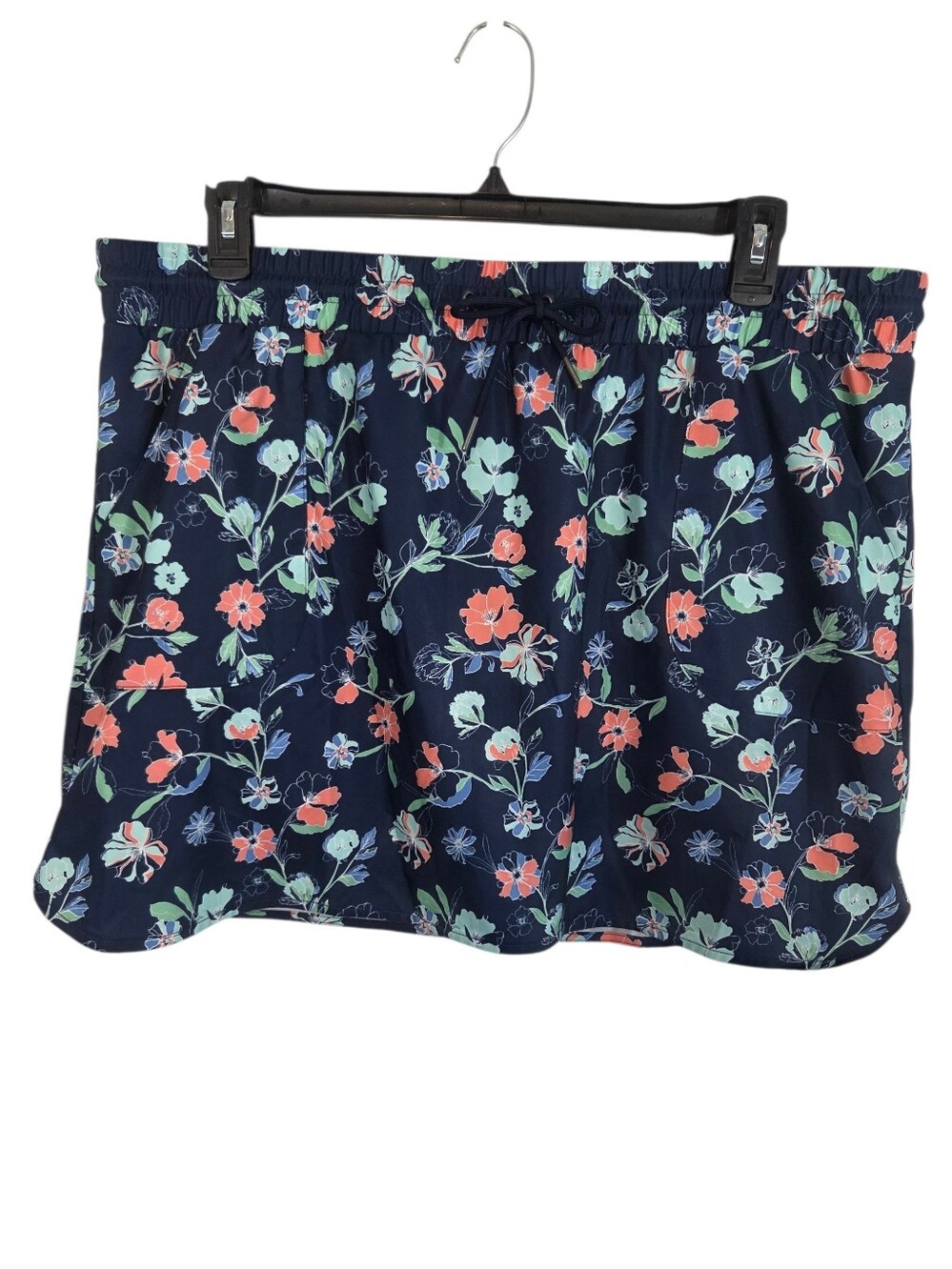 St. John's Bay Floral Navy Drawstring Activewear Skort Size XXL ~ Pre-Owned